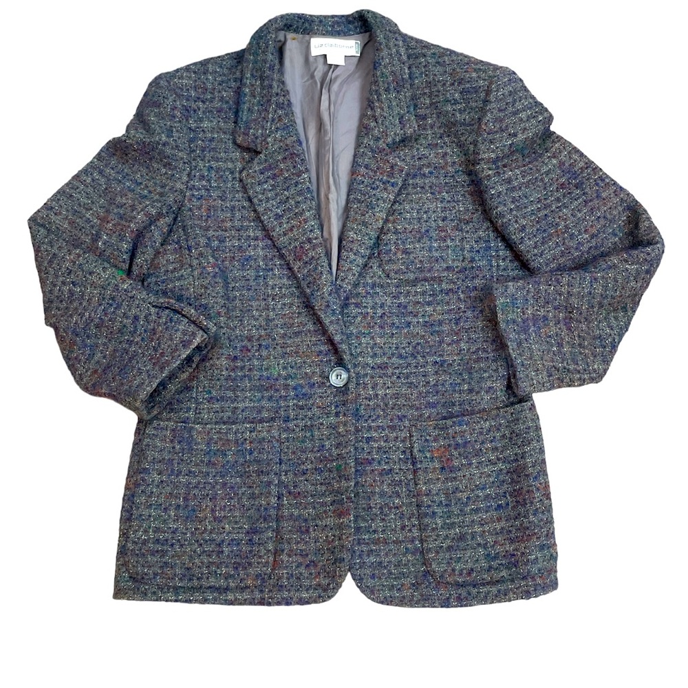 Union Made Liz Claiborne Vintage Wool Tweed Blazer Size 12 Petite